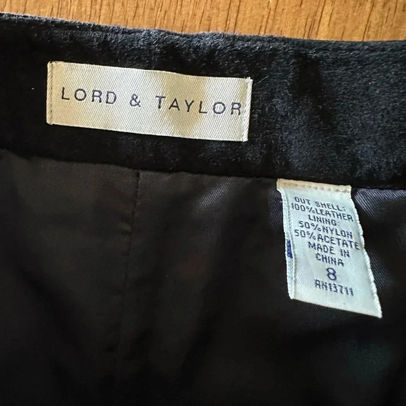 Vintage Lord & Taylor Suede Leather Pants. Black Size 8 - Picture 4 of 12